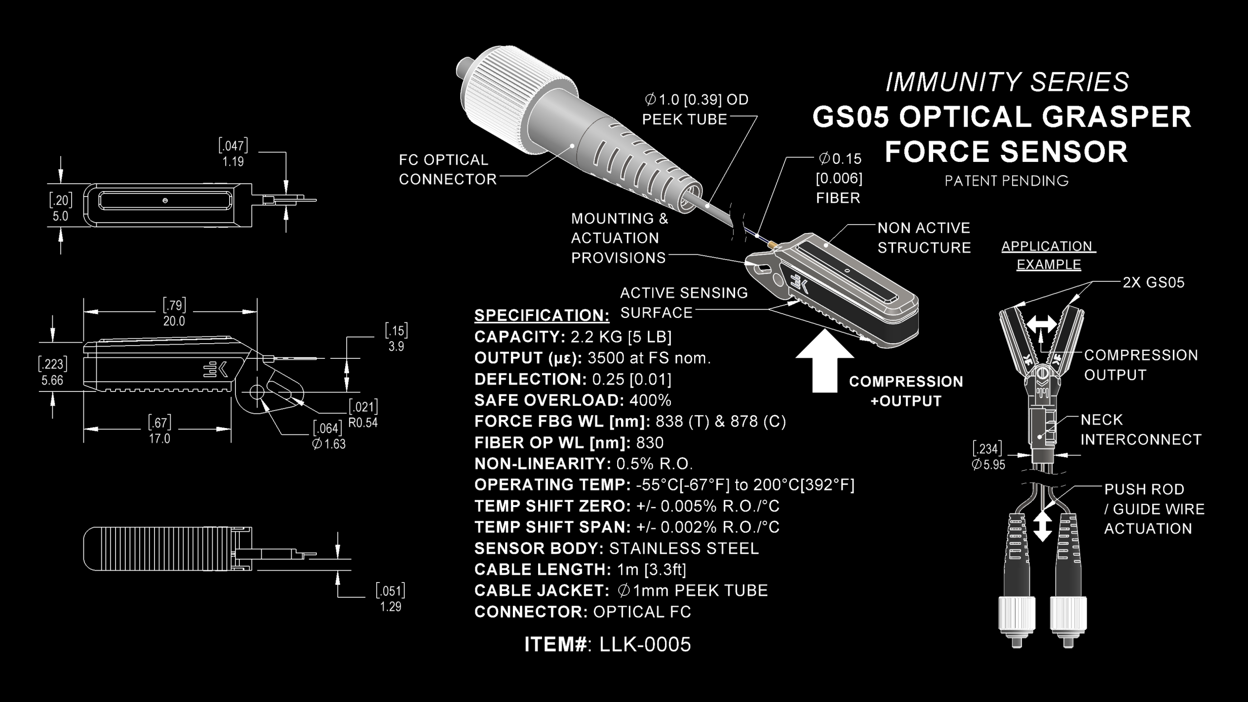 GS05 OPTICAL GRASPER FORCE SENSOR SPECIFICATION